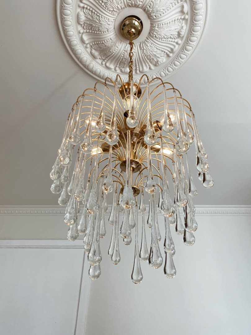 Vintage – Murano chandelier – Teardrop – 68 drops – Clear - Joyfuzzy