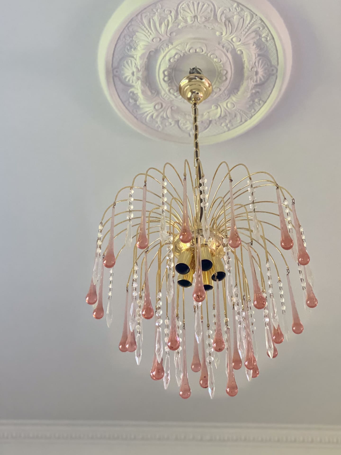 Vintage – Murano Teardrops Chandelier – 70s – Pink prisms - Joyfuzzy