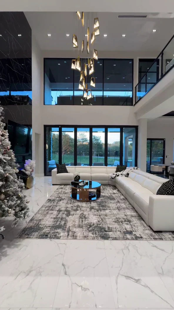 Modern Light Luxury Alabaster Chandelier in Gold Finish-Joyfuzzy