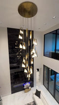 Modern Light Luxury Alabaster Chandelier in Gold Finish-Joyfuzzy