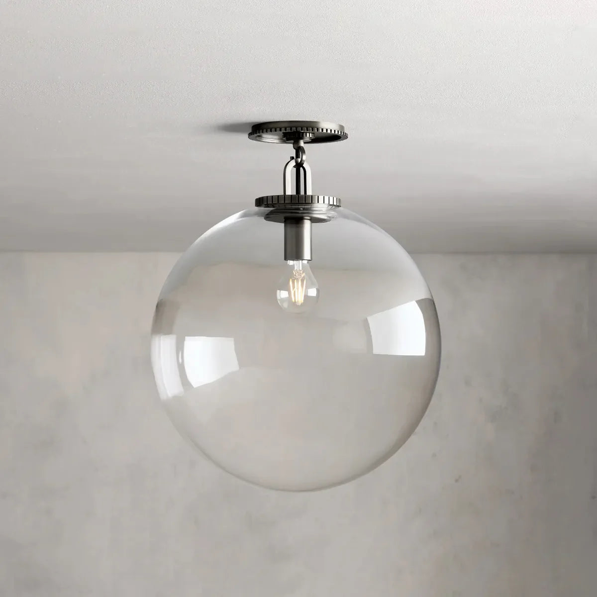 Wescott Globe Flush Mount Bronze Clear