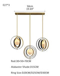 White Alabaster Round Ceiling Pendant Lamp - Gold & Bronze Rotatable Ring - Joyfuzzy