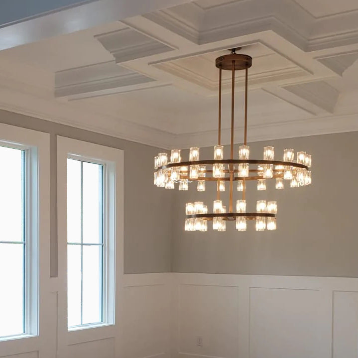 Arcfz Crystal Round 2-Tier Chandelier 60"