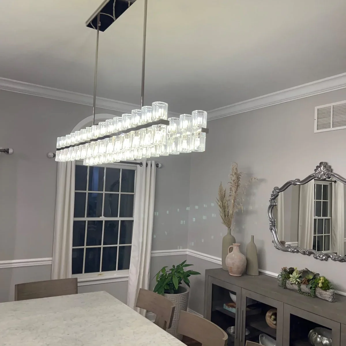 Arcachen Crystal Rectangular Chandelier 72"
