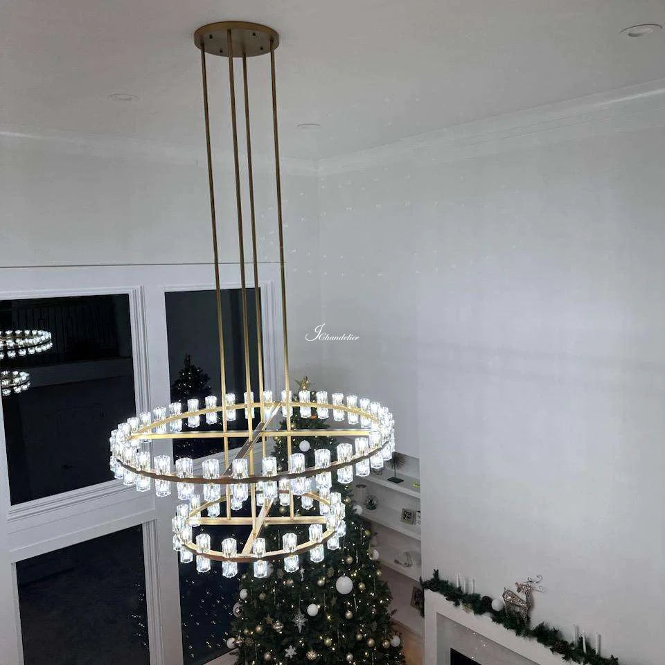 Arcfz Crystal Round 2-Tier Chandelier 60"