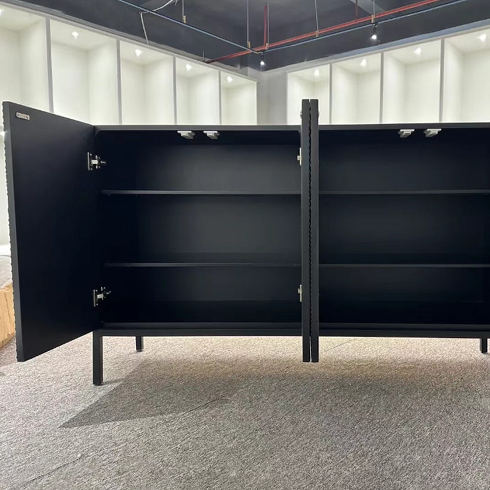 Solid Wood Sideboard – Modern Industrial Black Storage Cabinet