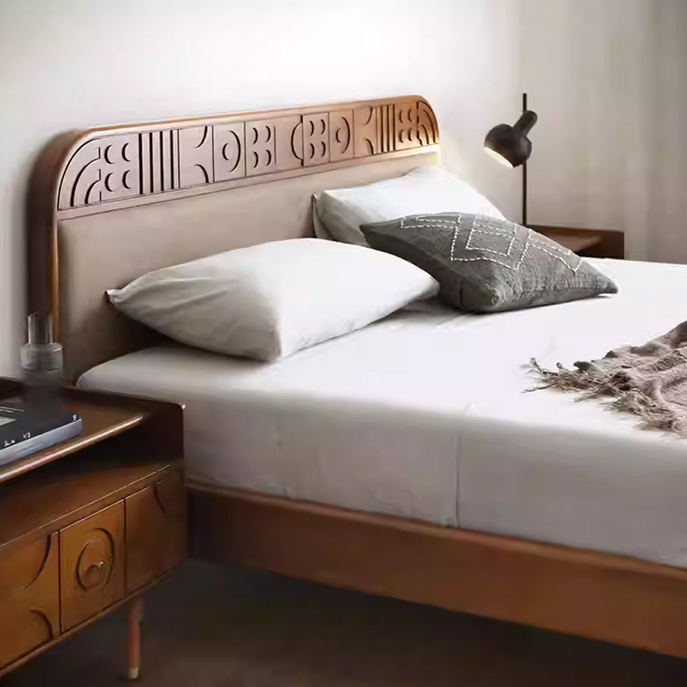 Wood Platform Bed with Headboard image 3