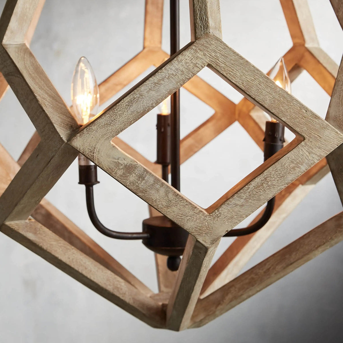 Wooden Prism Chandelier in Natural