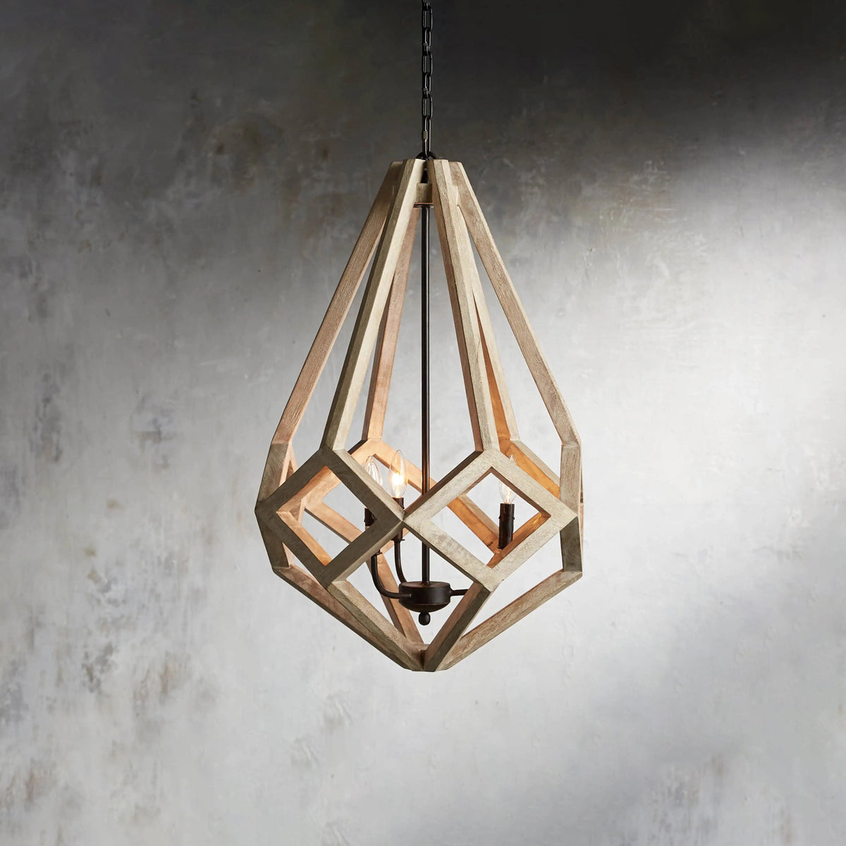 Wooden Prism Chandelier in Natural